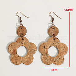 Boucles d'oreilles pendantes en bois et alliage de zinc&nbsp;WG01F54-01