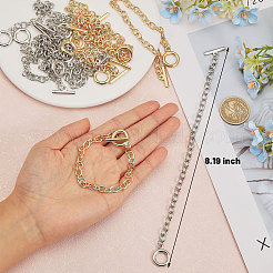 40 Stück 2-farbiges Set aus Kabelkettenarmbändern aus Legierung mit Knebelverschlüssen&nbsp;BJEW-GL0001-10