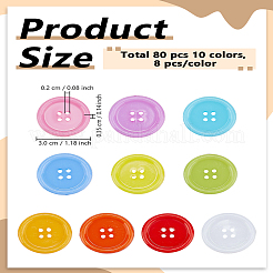 80 шт. 10 цвета пластиковые пуговицы&nbsp;BUTT-LP0001-54