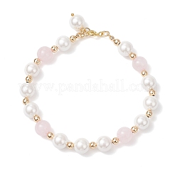 3 шт. 3 стильных браслета из круглых бусин из ракушечного жемчуга и натуральных и синтетических смешанных драгоценных камней для женщин BJEW-JB12502