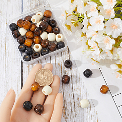 200шт 4 цвета натуральные деревянные бусины WOOD-SC0001-74