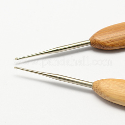 竹ハンドル鉄かぎ針編みのフック針  ペルー  ピン：1.0mm  133~136x13x7mm&nbsp;TOOL-R034-1.0mm