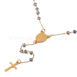 Ионное покрытие(ip) распятие крест 304 нержавеющая сталь четки бусины ожерелья NJEW-M075-04G-02