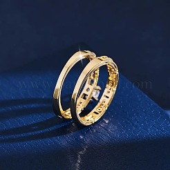 2 шт. плоские круглые латунные кольца с микропаве из прозрачного кубического циркония&nbsp;FS-WG91922-03