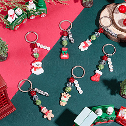 6 шт. 6 стиля рождественских брелоков из непрозрачной смолы&nbsp;KEYC-SP0001-54