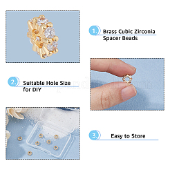 10 шт. латунные микропрозрачные бусины-разделители из кубического циркония&nbsp;KK-HS0001-52LG