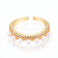 Латунные кольца-манжеты с микропаве и прозрачным цирконием для женщин KK-T074-11G