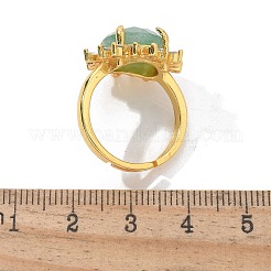 Кольца из натурального зеленого авантюрина подсолнечника RJEW-B113-03G-03