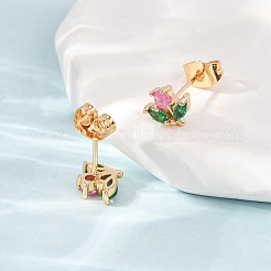 Orecchini da donna in ottone con micro pavé di zirconi cubici&nbsp;KK-CBACC01-05G