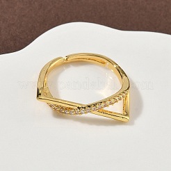 Латунные микро проложить пальцев кольца кубического циркония&nbsp;RJEW-H258-15G