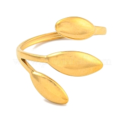 Ионное покрытие (ip) лист 304 нержавеющая сталь открытые манжеты перстни для женщин&nbsp;RJEW-P114-09G