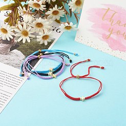 Bracciali con cordino in filo di nylon regolabile con perline incrociate in ottone&nbsp;BJEW-JB06396