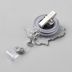 蝶結びアクリルバッジリール  格納式バッジホルダー  鉄クリップ付き  カラフル  90mm&nbsp;AJEW-WH0752-631