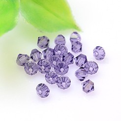 カット加工模造オーストリアクリスタルビーズ連売り  グレードAAA  双円錐形  紫色のメディア  6x6mm  穴：0.7~0.9mm  約360個/袋&nbsp;G-M180-6mm-26B
