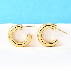 Латунные массивные серьги-гвоздики в форме буквы C&nbsp;X-EJEW-G297-03C-G