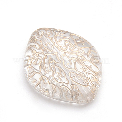 メッキアクリルビーズ  ライン入り  菱形  透明  20x15.5x4.5mm  穴：1.5mm  約510個/500g&nbsp;PACR-S219-08