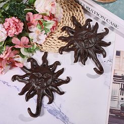 Gancho de pared rústico de hierro fundido con forma de cara de sol&nbsp;IFIN-WH0011-84