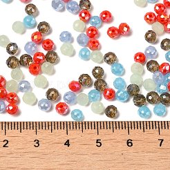 ガラスビーズ  多面カット  ロンデル  ライトスチールブルー  4x3mm  穴：0.4mm  約820個/60g&nbsp;EGLA-A034-SM4mm-49