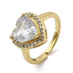 Регулируемые кольца для женщин с микропаве из латуни и кубическими цирконами&nbsp;RJEW-L130-003G