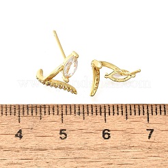 Серьги-гвоздики из латуни с конским глазом и прозрачным фианитом&nbsp;EJEW-R018-04G