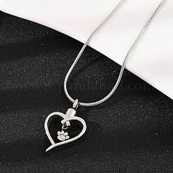 Подвеска в виде сердца из нержавеющей стали 304 с отпечатком лапы&nbsp;LS-NJEW-S455-04P