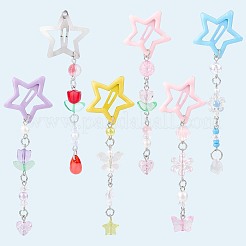 6 шт. 6-х цветные заколки-звездочки из железа и пластика PHAR-CP0001-27