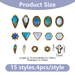 60 cabochon in resina e lega di 15 stili&nbsp;MRMJ-DC0001-22