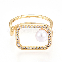 Латунные кольца-манжеты с микропаве и прозрачным цирконием для женщин KK-T074-25G