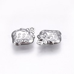 変色しにくい304ステンレススチールチャーム  苺  ステンレス鋼色  15x11x4mm  穴：1mm&nbsp;STAS-E438-10P