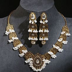 Ожерелье с подвеской из сплава в форме капли и пластика с жемчугом и стразами и серьга-гвоздик FS-WGB01EC-01