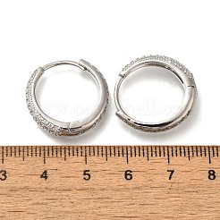 ラックメッキ真鍮マイクロパヴェキュービックジルコニアフープピアス  長持ちメッキ  鉛フリー＆カドミウムフリー  プラチナ  4.5x20mm&nbsp;EJEW-H143-25P
