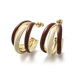 Латунные серьги-гвоздики в форме буквы С&nbsp;LS-EJEW-A121-16G