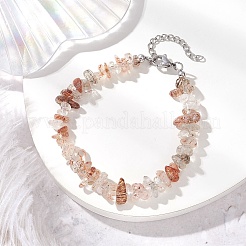 Браслеты из натурального черного золота с рутиловым кварцем и бусинами для мужчин и женщин BJEW-JB11892