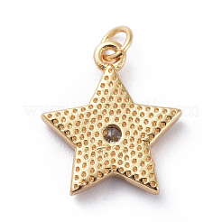 キュービックジルコニアチャーム  真鍮パーツとエナメル  スター  ゴールドカラー  レッド  15x13.5x2.5mm  穴：1.8mm&nbsp;KK-G363-01G-04