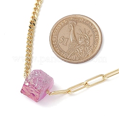 Гальванические ожерелья с подвесками из натурального кварца с шестиугольной призмой&nbsp;NJEW-JN04996