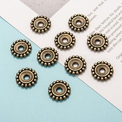 チベット風合金ビーズ  花  カドミウムフリー＆ニッケルフリー＆鉛フリー  アンティークブロンズ  17.5x3mm  穴：4mm&nbsp;MLF10788Y-NF