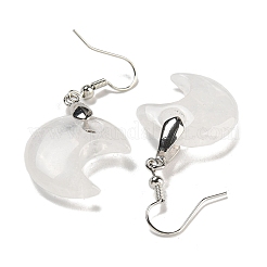 Boucles d'oreilles pendantes en laiton plaquées lune pour femmes&nbsp;EJEW-B064-02P-01