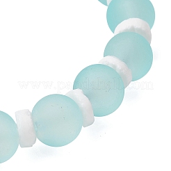 Прозрачные стеклянные круглые бусины и натуральные белые ракушечные бусины BJEW-JB11846-01