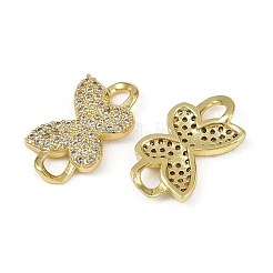 Звенья-бабочки из латуни с микропаве из прозрачного кубического циркония&nbsp;KK-I358-032G