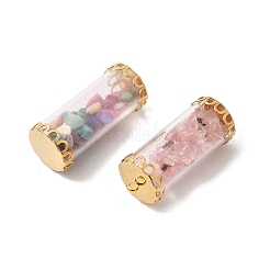 Стеклянная трубка с бусинами из натуральных и синтетических драгоценных камней внутри подвесок&nbsp;FIND-B054-01G