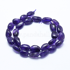 天然石アメジストビーズ連売り  タンブルストーン  ナゲット  8~14x6~10mm  穴：0.8mm  約53個/連  15.7インチ（40cm）&nbsp;G-E483-73A