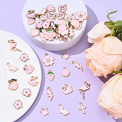 48шт 12 стиля светлые позолоченные подвески из сплава с эмалью&nbsp;ENAM-YW0005-43