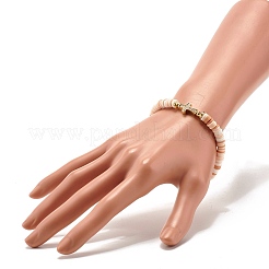 Bracciale elasticizzato con perline heishi in argilla polimerica da donna&nbsp;BJEW-JB07207-04