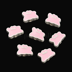 合金エナメルビーズ  マットシルバーカラー  ゴースト  ピンク  7x10x5mm  穴：1.4mm&nbsp;PALLOY-Q445-23