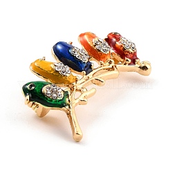 Брошь из сплава со стразами птицы с веткой JEWB-O009-11