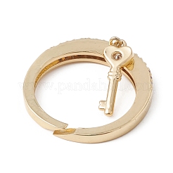 Anello polsino aperto con ciondolo a forma di scheletro a cuore con zirconi chiari&nbsp;RJEW-F124-03G