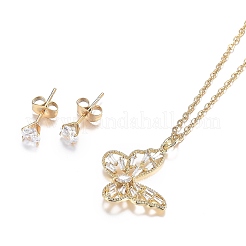 304 Edelstahl-Strass-Schmucksets&nbsp;LS-SJEW-H301-05G