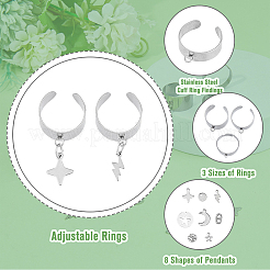 DIY-Set zur Herstellung von Manschettenring-Anhängern aus Edelstahl mit Mond-&nbsp;DIY-FI0001-01