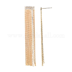 Серьги-гвоздики с цепочкой из прозрачного кубического циркония и кисточками&nbsp;X-EJEW-G321-19G