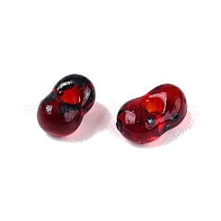 ピカソのスプレー塗装ガラスシードビーズ  ピーナッツ  暗赤色  6x4x3mm  穴：1.2mm  約4000個/ポンド&nbsp;SEED-T006-04-32